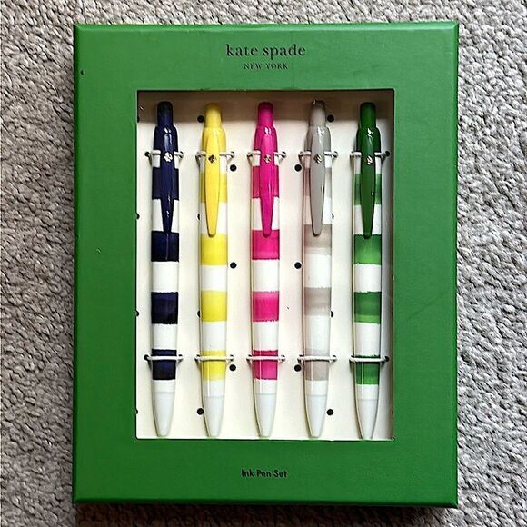 Kate Spade Rugby Stripe Pen Set! - Picture 1 of 4